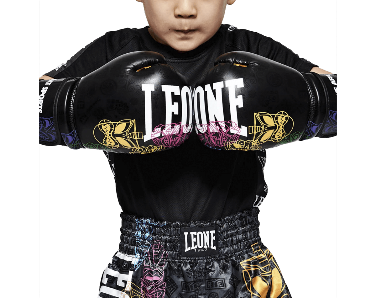 Leone Παιδικά Γάντια Totem Black για Πυγμαχία, Kick Boxing, Muay Thai